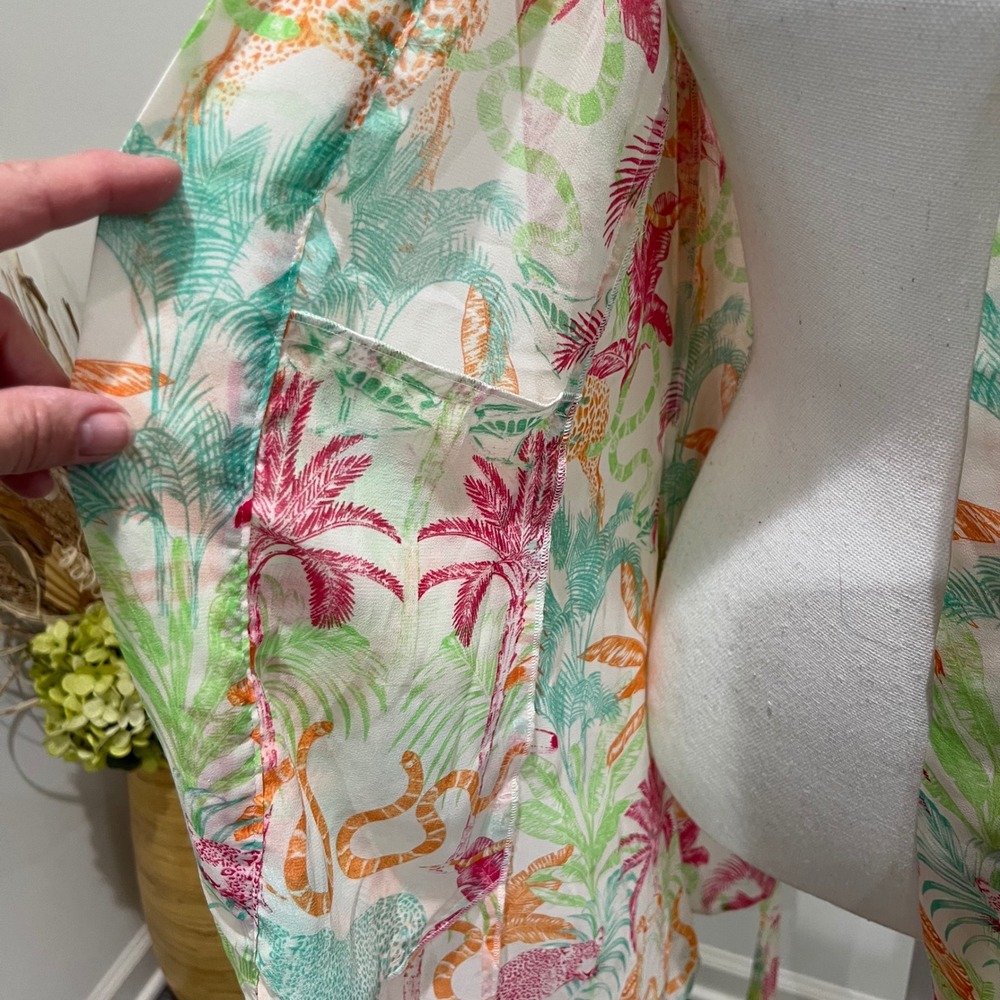 Cabi Sunset Kimono Safari Wrap Womens XS Tropical‎ Jungle Resortwear Sheer Tie - Picture 4 of 6